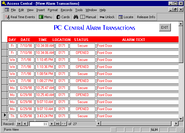 Alarm History