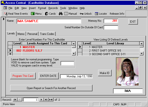 Cardholder Record